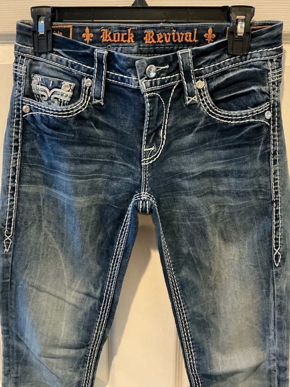 Rock Revival Festival Boho Mid Rise Ankle Skinny Jeans Kyla SZ 25 Cowgirl Rodeo - Picture 14 of 16